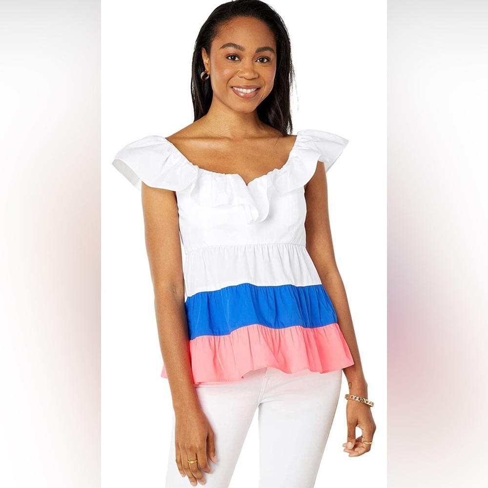Lilly Pulitzer Emie Ruffle top size 4 NWT